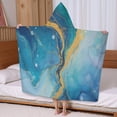 thumbnail image 5 of Blue Gold Wave Marble Pattern Hooded Bath Towel，60"x35" for Ages 3 To 12 Kids, Quick Dry Lightweight Soft Microfiber Hood Beach Towel Cover Up for Kids, 5 of 7