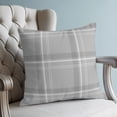 thumbnail image 4 of Pillow Covers 20x20 Set of 2, Grey Checkered Throw Pillow Covers Decorative Couch Cushion Cover, Stripes Gray Buffalo Plaid Microfiber Soft Square Pillowcases for Bedroom Living Room Sofa, 4 of 9