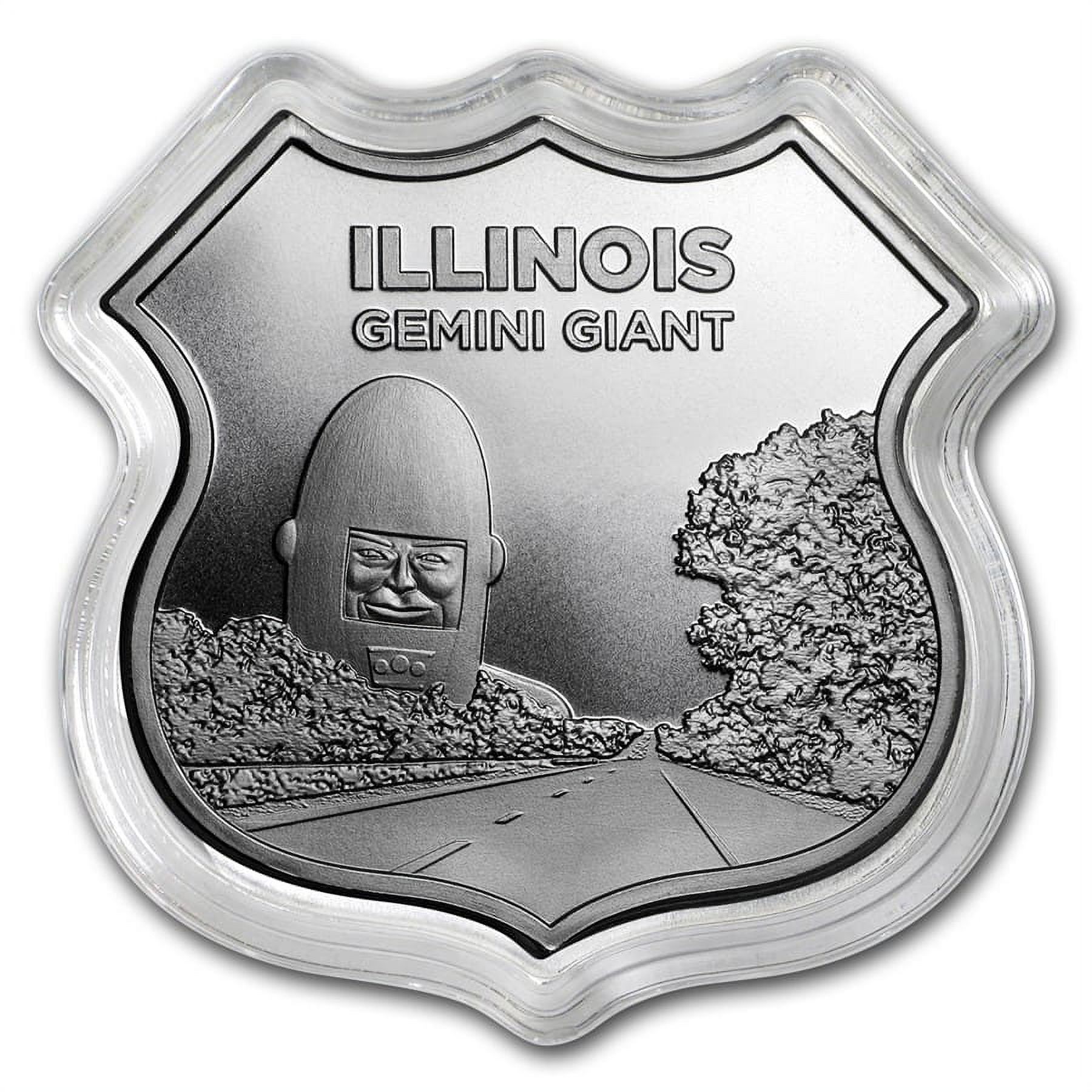 1 oz Silver - Icons of Route 66 Shield (Illinois Gemini Giant