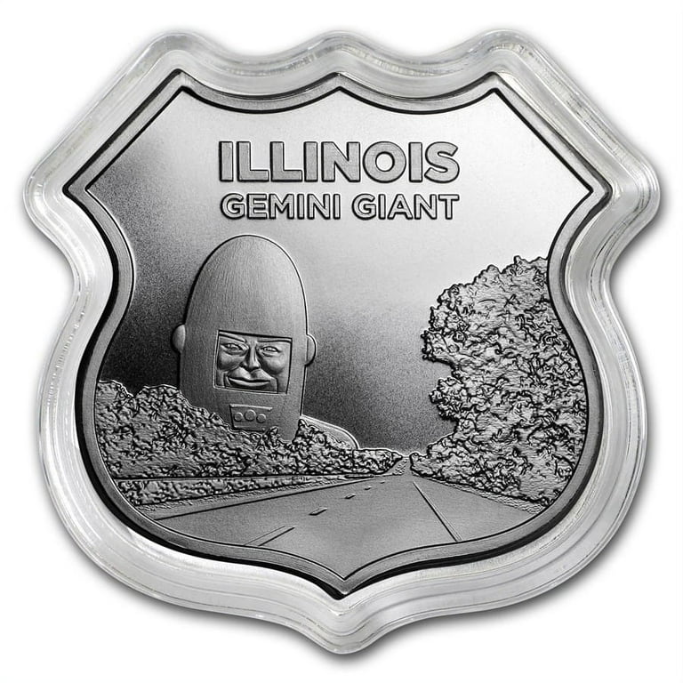 ジュリウス シェルマン : ロス アンジェルス 1 oz Silver - Icons of Route 66 Shield (Illinois Gemini
