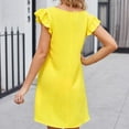 thumbnail image 2 of Vedolay Spring Dresses For Women 2023 Summer Dress for Women Chiffon Blouses Skirt Spaghetti Sleeveless Tops Halter Ruffle Romper Sun Flowy Summer Outfits,Yellow XXL, 2 of 5