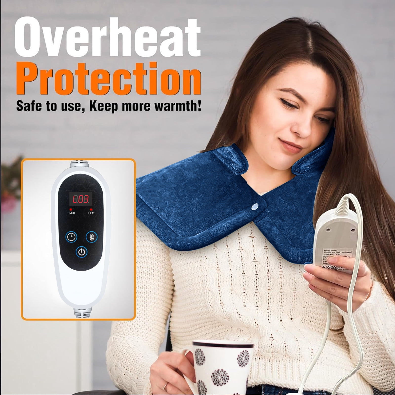 Heating Pad for Neck And Shoulders And Back, Valentines Day Gifts for Her Him Women Men Mom Wife, Heating Pad for Back, Multi Heat Settings, Timers Auto-Off, Large Neck Heating Pad, Local Warehouse