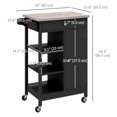 thumbnail image 3 of HOMCOM Chariot de Cuisine Roulant avec Armoire de Rangement, Tiroir, Dessus en Bois, 3 of 10
