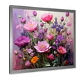 thumbnail image 2 of Designart "Elegant Flower Bouquet in Pink and Purple" Floral Framed Wall Art Decor - Traditional Pink Flowers Entryway Framed Wall Art, 2 of 6