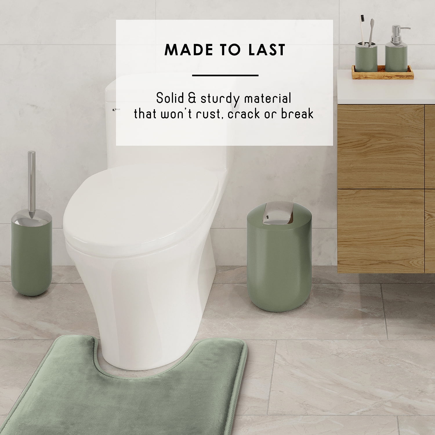 Lammaloe Sage Green Bathroom Accessory and Shower Caddy Set