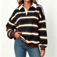 thumbnail image 5 of AHTJRT Y2k Women Striped Rugby Shirt Long Sleeve Collared Oversized Sweatshirt Vintage Jersey Streetwear Top Casual Loose Outdoor Sports Golf Pullover, 5 of 8