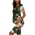 thumbnail image 5 of breaise Floral Ruched Bodycon Dress for Maternity Daily Wearing, Women's Slim Fit Short Sleeve Maternity Mini Dresses Mama Baby Shower Pregnancy Dress, 5 of 6