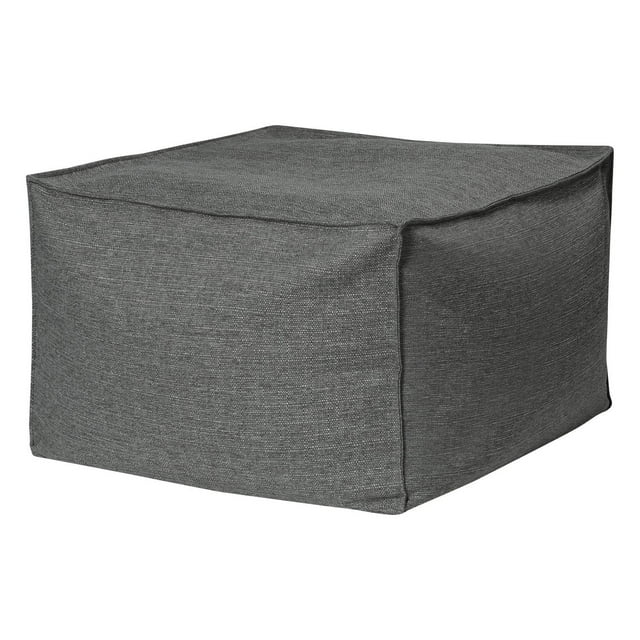 Gouchee Home Loft Trinidad Ottoman – Gray Faux Linen Cube Pouf with Polystyrene Beads, Removable Cover, Lightweight & Made in Canada for Living Room or Office