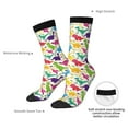 thumbnail image 4 of Rateoe Colorful Dinosaurs for Women Casual Calf Socks - Cute Crew Socks - Thin Soft Above Ankle Socks Size 5-11, 4 of 6