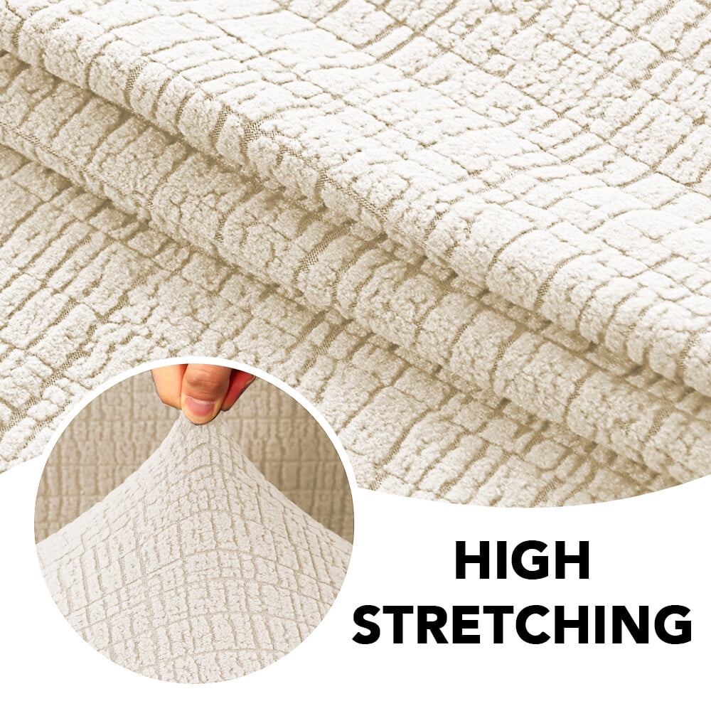 H.VERSAILTEX Premium Jacquard Stretch Sofa Cover with Waterproof Seat & Elastic Bottom Protection for Kids,Pets 1-Piece Furniture Protector Slipcover(Armchair,Ivory)