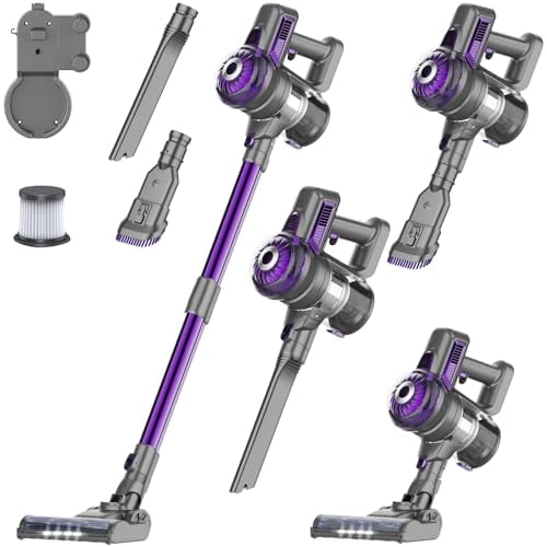 Aspiradora inalámbrica FUNCCUBE, aspiradora de mano para el hogar, resistente a enredos, hasta 50 minutos de autonomía, potente succión, recargable, ligera, portátil, versátil para alfombras, suelos