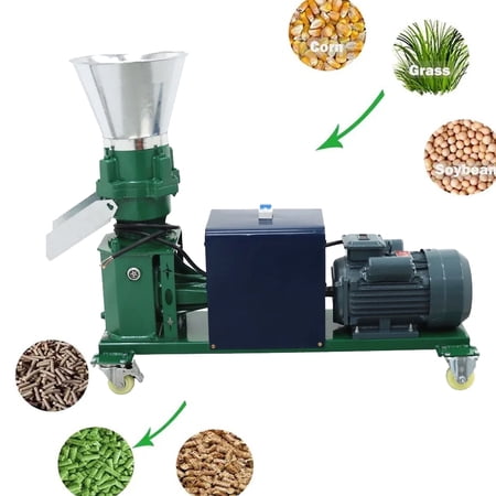 8MM Chicken Feed Pellet Mill Machine Animal Poultry Livestock Pellet Making Machine with 4 Head Press Rollers 220V