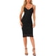thumbnail image 1 of Vestido de encaje INSPIRE CHIC para mujer, con tirantes de espagueti, ajustado, sin mangas, vestido de cóctel midi, negro, 1 of 6