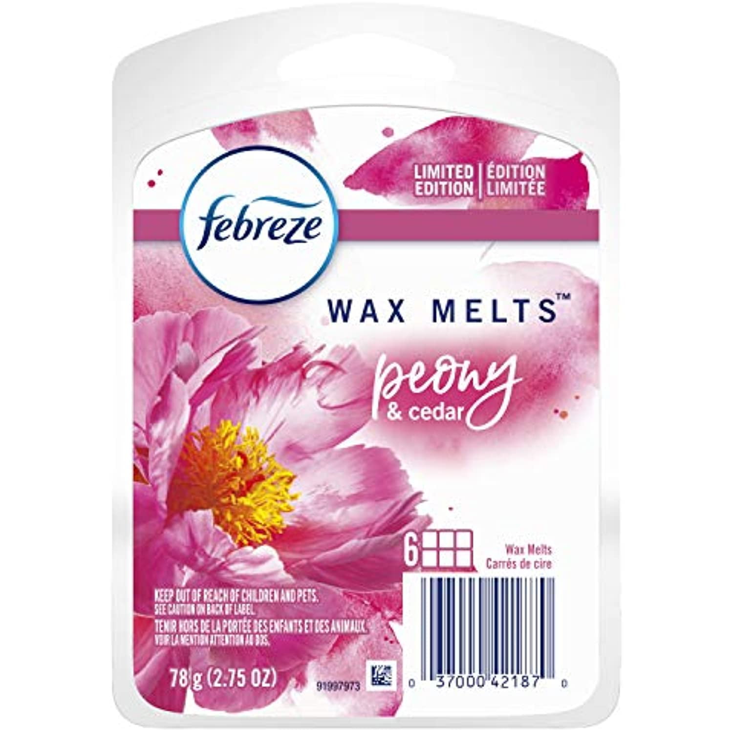 Febreze OdorEliminating Wax Melts Air Freshener Refills, Peony & Cedar