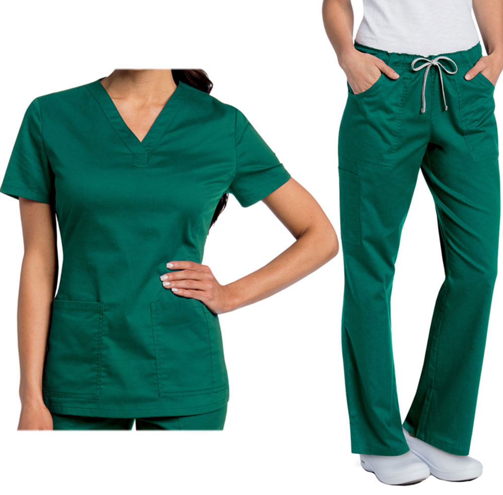 Landau All Day Womens Medical Uniforms Scrubs Set 4143 Modern Y Neck Top And 2035 Elastic Waist