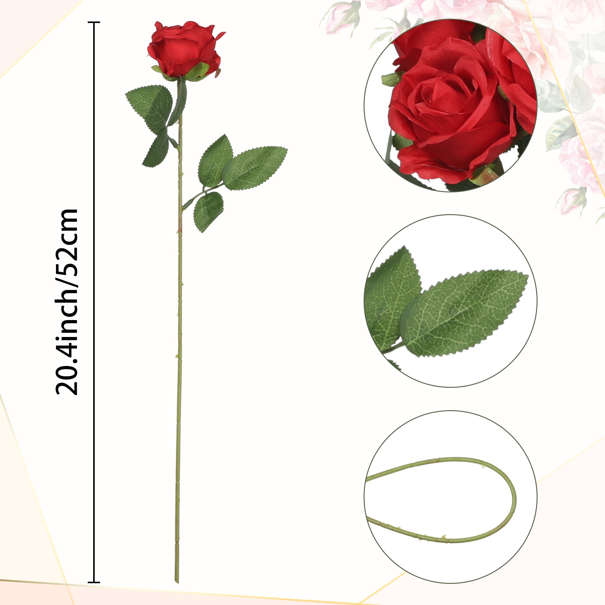 Unique Bargains 10 Pcs Artificial Flowers Silk Fake Roses Faux Rose Red