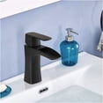 thumbnail image 2 of JERFIT Modern Single Hole Bathroom Sink Faucet with Drain, Matte Black Waterfall Brass Faucet for Vessel Sinks, 1-Handle Lavatory Faucet, 2 of 8