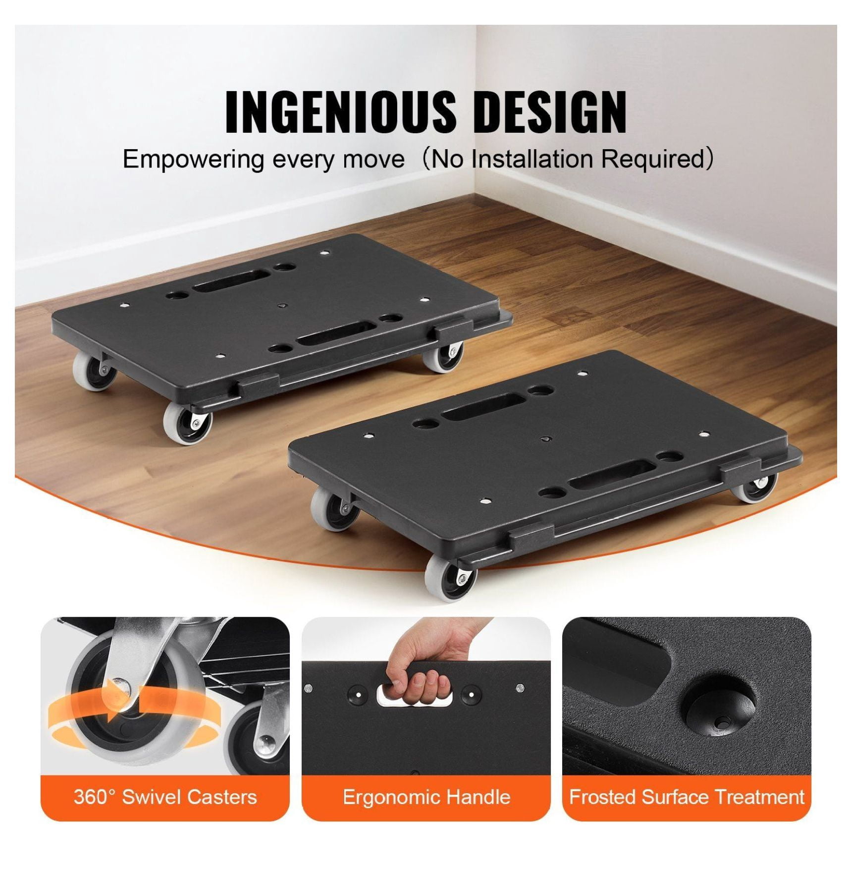 Furniture Dolly 500lbs Capacity - Heavy Duty Mover with Wheels (2 Pack)