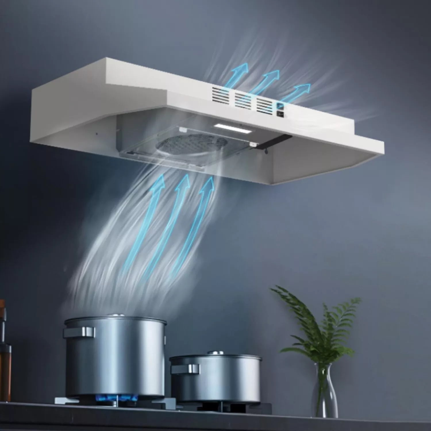 Zomagas 30 inch Under Cabinet Range Hood Kitchen Cooking Vent 230CFM Duct Convertible,Silver