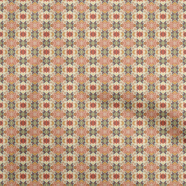 oneOone Cotton Cambric Light Beige Fabric Asian Kilim Diy Clothing Quilting  Fabric Print Fabric By Yard 42 Inch Wide