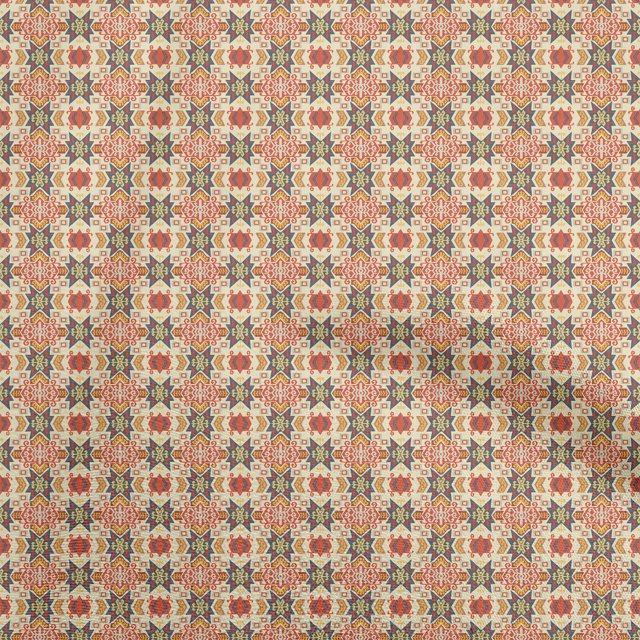 oneOone Velvet Light Beige Fabric Asian Kilim Sewing Craft Projects Fabric Prints By Yard 58 Inch Wide