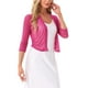 thumbnail image 4 of Inspire Chic Cárdigan Corto Elegante de Malla Transparente para Mujeres con Mangas 3/4 Ligero Fucsia XL, 4 of 6