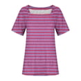 thumbnail image 4 of AHABREXF Womens Striped Short Sleeve T Shirts Casual Square Neck Summer Tee Tops, Size S-2XL, 4 of 5