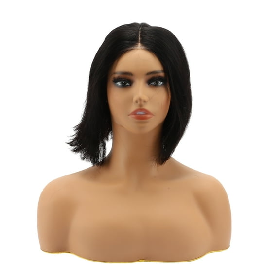 Unique Bargains 1 Pc Straight Long Hair Hair Wig Real Human Hair 8in 4x4in 180 Human Wig Black for Women