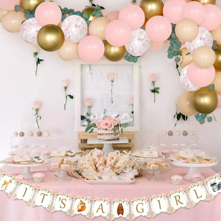 Baby Shower Decorations Girl Kit, Pink and Gold, Its a Girl Banner