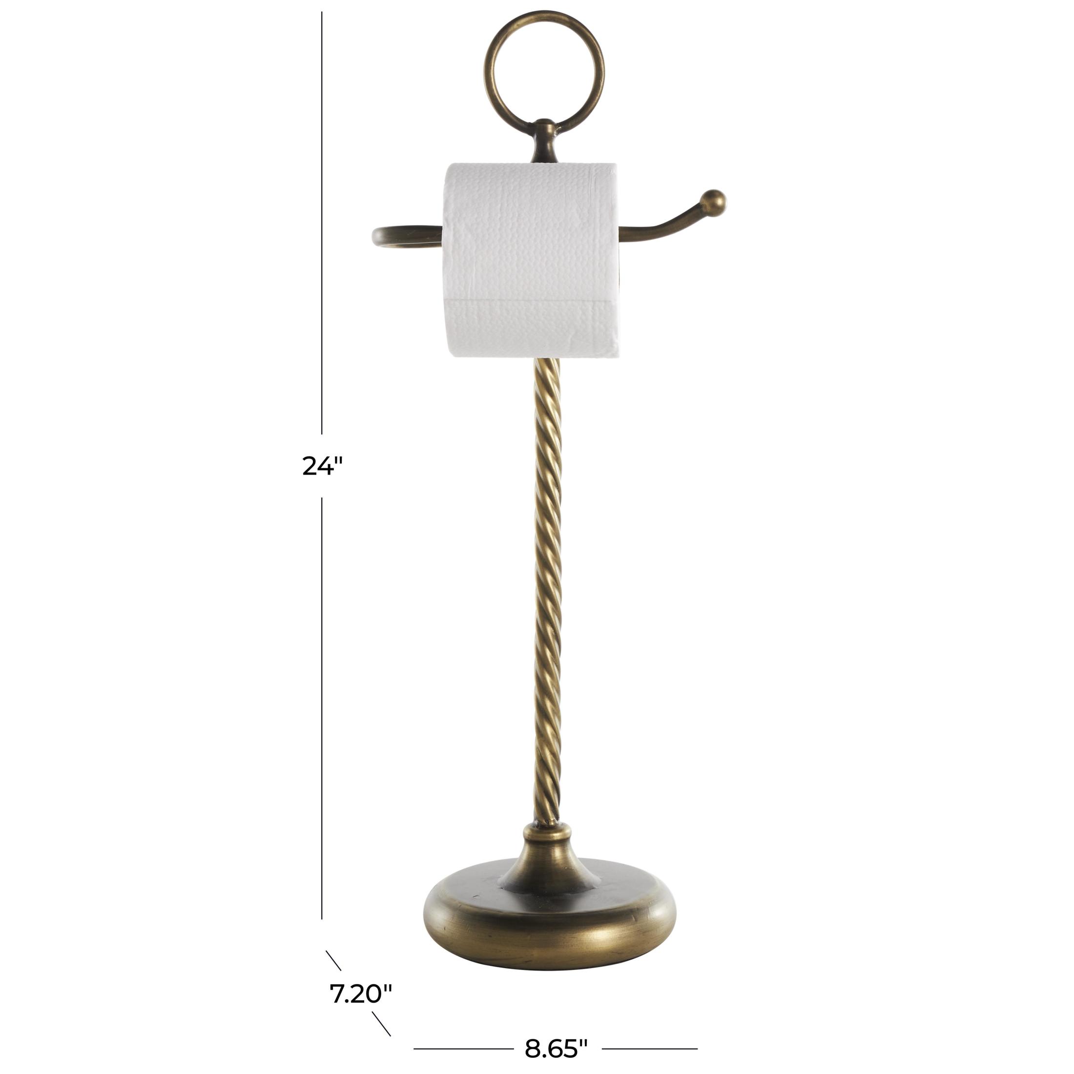 DecMode Brass Toilet Paper Holder with Twisted Stand and Ring Top