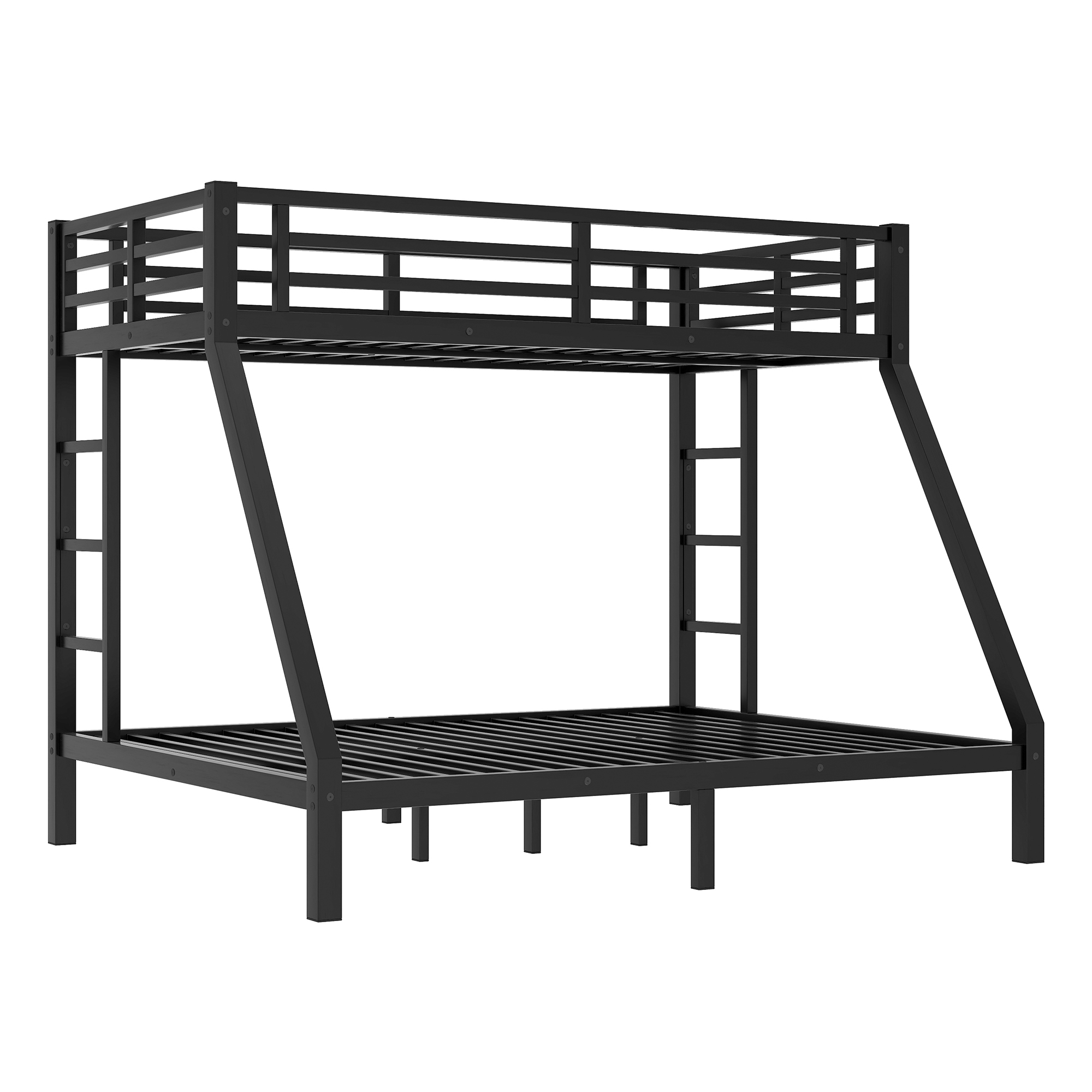 Leumius Twin XL over Queen Bunk Bed for Teens and Adults,Heavy Duty Metal Bed Frame with 2 Side Ladders,Space-Saving/Noise Reduced/No Box Spring Needed,Black