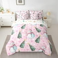 thumbnail image 2 of Feelyou Winter Pink Snowman Twin Bedding Sets 7-Piece, Merry Christmas Bedding Comforter Set, Western Festival Holiday Reversible Sheet Sets, Luxury Bedroom Decor, 2 of 7