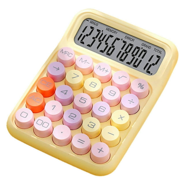 Calculatrice colorée à clavier mécanique, calculatrice de bureau électronique pour la maison, l'école et le bureau, jaune