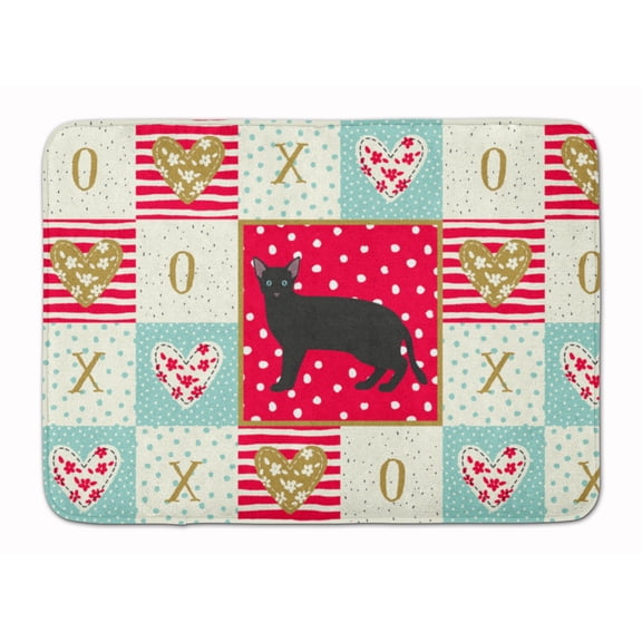 Russian White Black 1 Cat Love Machine Washable Memory Foam Mat Red