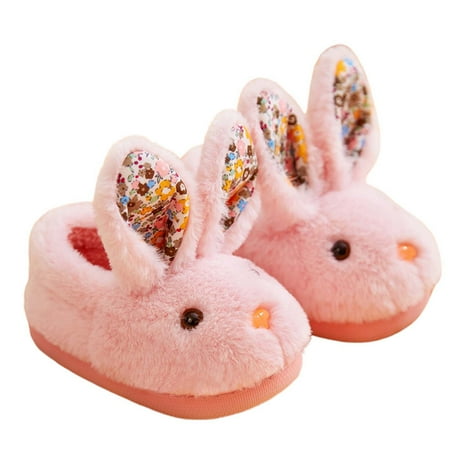 

Toddler Slippers Autumn Winter Fashion Cute Flat Bottom Soft Warm Cartoon Rabbit Shape Slippers Baby Shoes Pink 7 Years-8 Years
