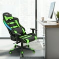 thumbnail image 4 of Gymax Chaise de Gaming Pivotante Réglable pour Ordinateur avec Lumières LED et Télécommande Verte, 4 of 10