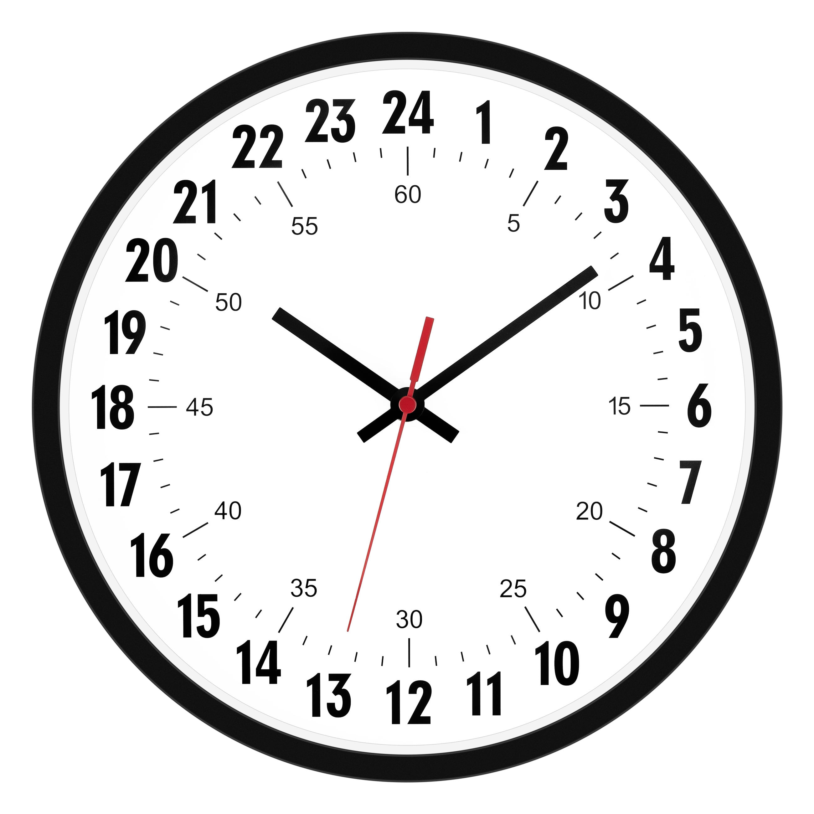 12 Inch Classic 24Hour Wall Clock for Classroom Office Home Military