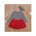 thumbnail image 4 of goowrom Robe Décontractée d'Automne pour Filles à Empiècements, Manches Longues, Robe en Tulle à Rayures + Bandeau à Nœud, 4 of 9