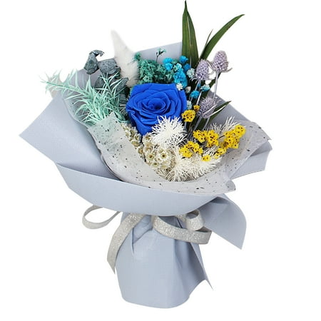Preserved Flowers Bouquet, Forever Flowers Roses in a Box Natural Long Lasting 1-3 Years, Gift Ready for Birthday, Valentine's Day, Mother's Day, Christmas (Blue)