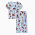 thumbnail image 4 of PatPat Lounge Sets for Women Pajama Sets 2 Piece Short Sleeve Top and Capri Pants Ladies Sleepwear PJ Sets Loungewear, Blue, S, 4 of 15