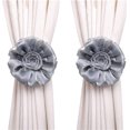 thumbnail image 1 of 1 Pair Window Curtain Tieback Clip Rose Flower Decor Rope Braided Drapery Tassels Buckle Decorative Hand-Knitted Cord Bandages, 1 of 6