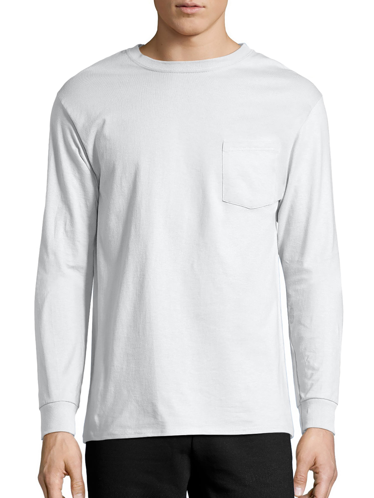 Hanes - Hanes Men's Authentic Long Sleeve Pocket Tee - Walmart.com ... Tall Long Sleeve T Shirts Mens