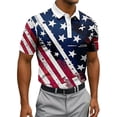 thumbnail image 2 of Conairie Mens 4th of July Polo Shirts Button Stand Collar Short Sleeve Patriotic Golf Shirt American Falg Print Holiday Commemorative Tops Blue L, 2 of 4