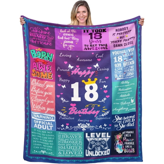 LHSHID 18th Birthday BlanketBest Present for 18 Year Old GirlBirthday Decor 18th18 Year Old Birthday Blanket18th Birthday Decorations for Girls 18th Birthday Gifts for Her 30"x40"