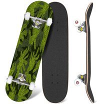 31'' Complete Skateboard 7 Layer Canadian Maple Double Kick Deck Skateboards Abstract Stippled Weird Hipster Handmade Tileable Geometric Skate Board for Beginner Adult Gifts