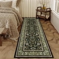 thumbnail image 4 of HIWEAVER Green/Black 2' x 6' Washable Distressed Floral Vintage Runner for Kitchen Indoor Throw Carpet Non-Slip Foldable Doormat for Hallway Farmhouse Dorm Home Decor, 4 of 6