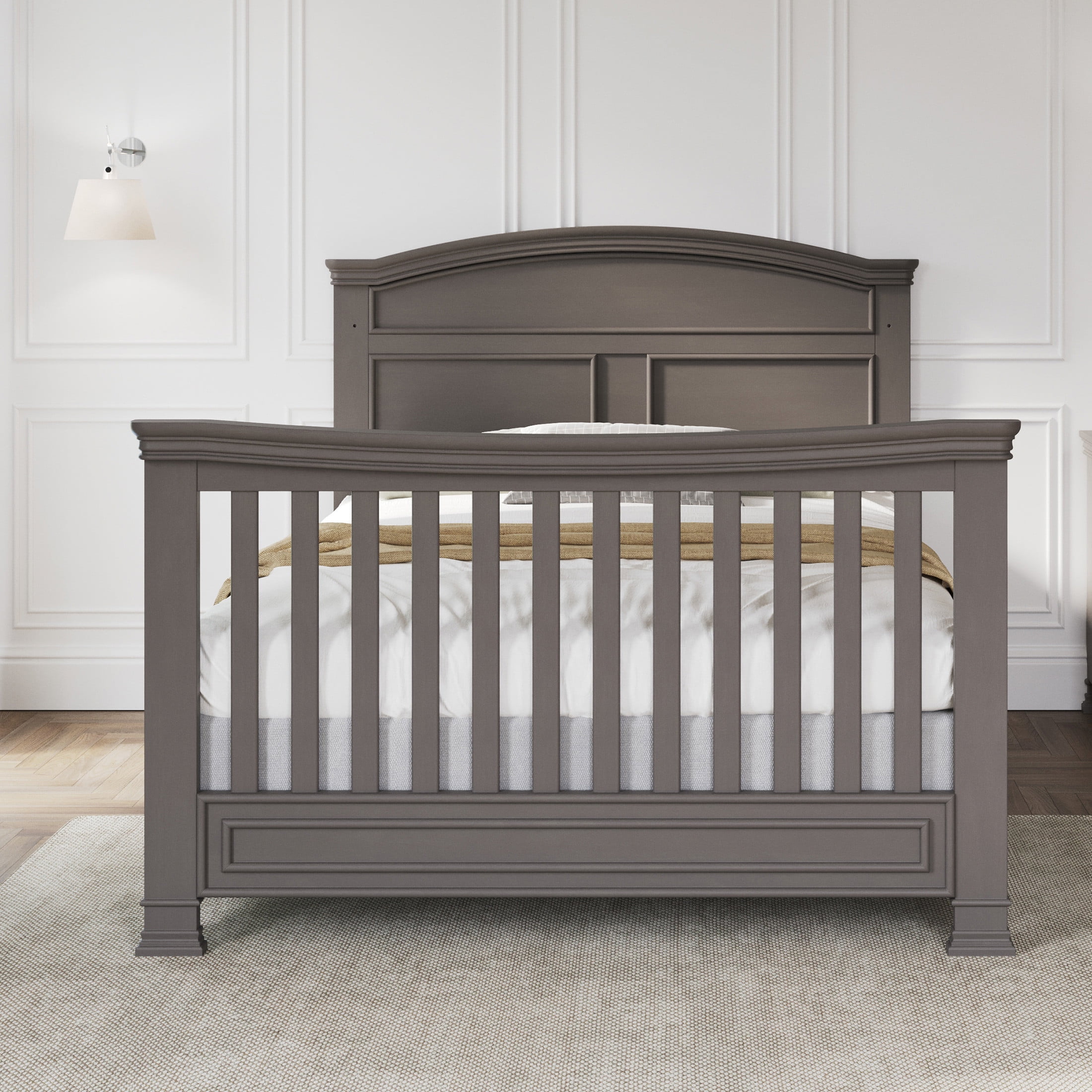 Child Craft Full-Size Bed Rail Conversion Kit, Converts 4-in-1 Crib to Bed, Solid Wood, Chelsea Gray