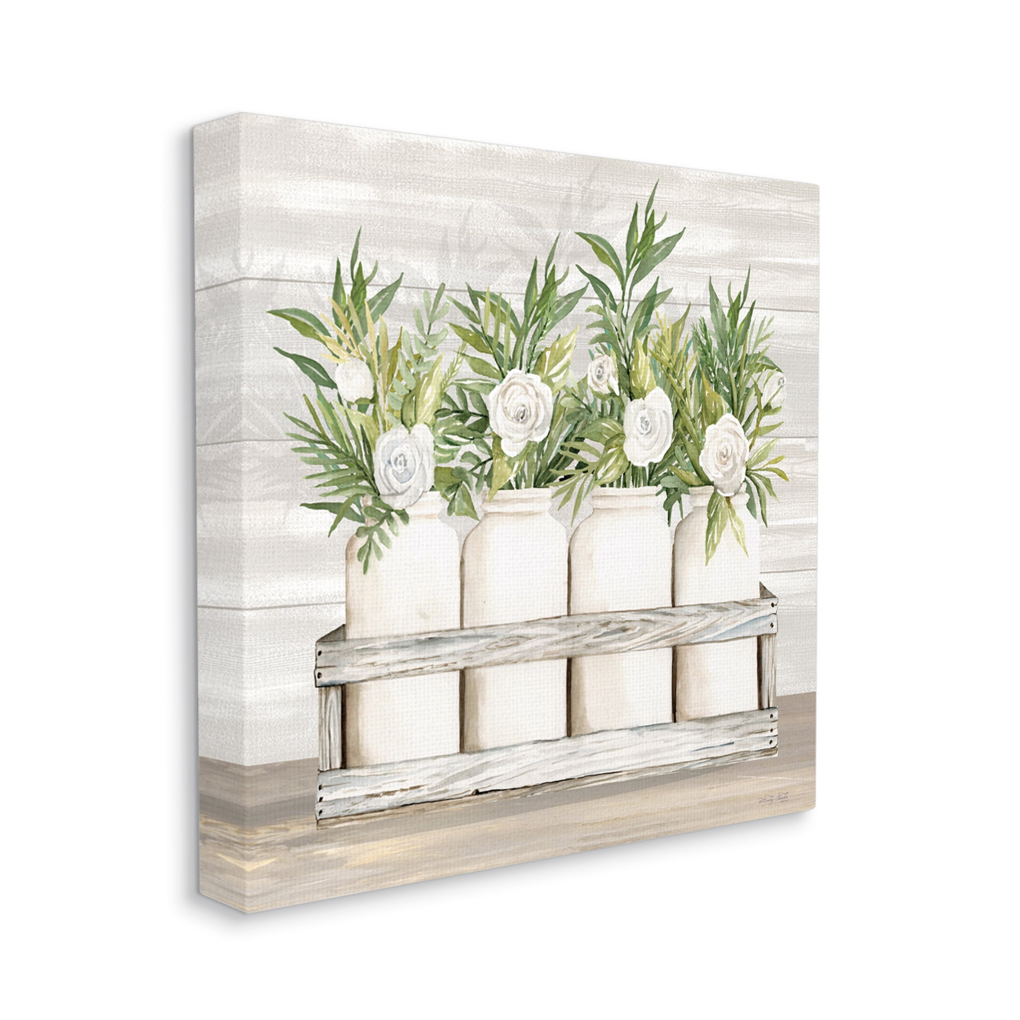 Stupell Industries Herbs & Florals Jars Botanical & Floral Painting Gallery Wrapped Canvas Art Print Wall Art, 36 x 36