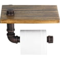 thumbnail image 2 of Nvzi Rustic Toilet Paper Holder Pipe with Shelf Industrial Toilet Roll Holder Wall Mount Farmhouse Wooden Toilet Tissue Paper Holder for Bathroom(Bronze), 2 of 5