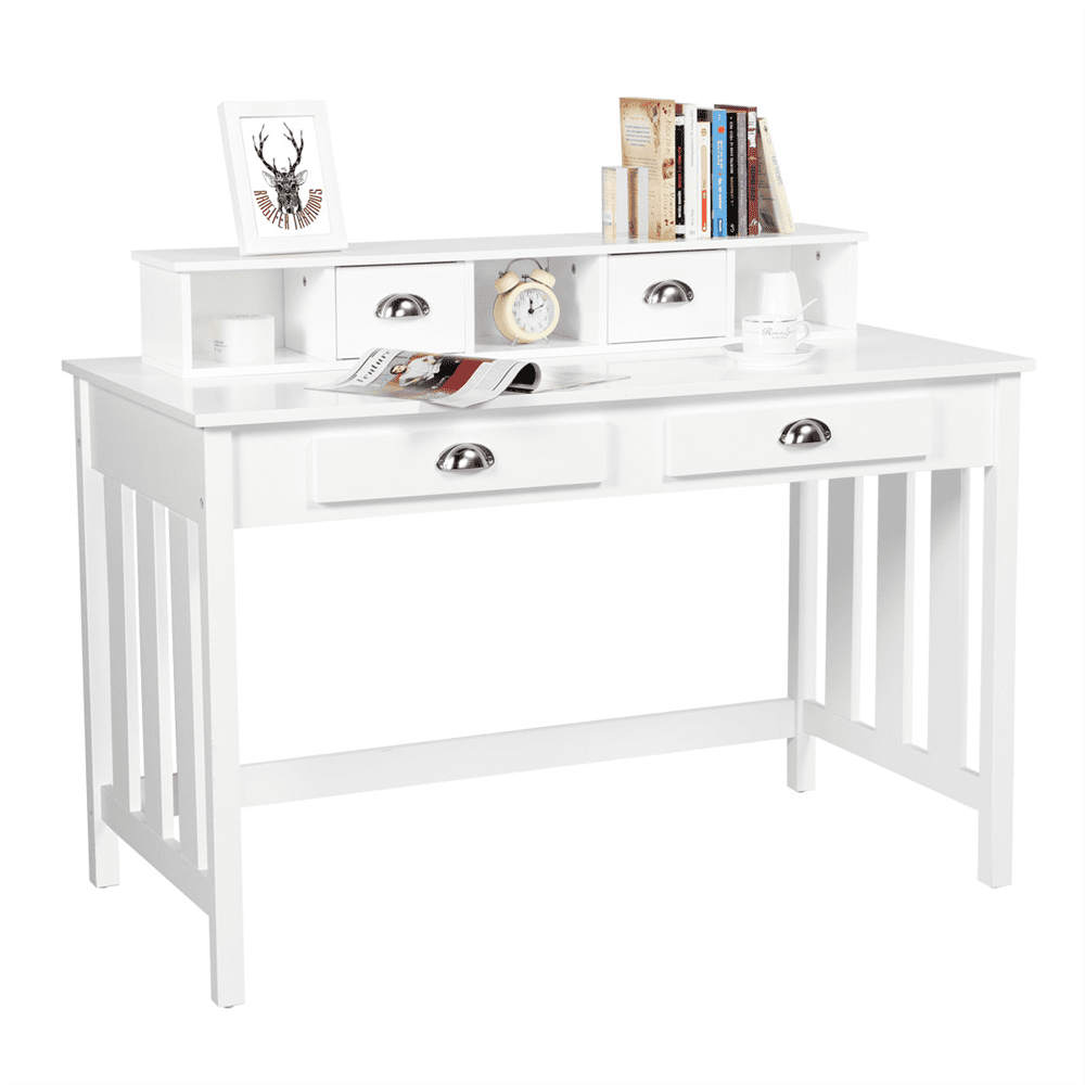 Wooden Writing Desk with 4 Drawers Solid Pine Wood Legs ...